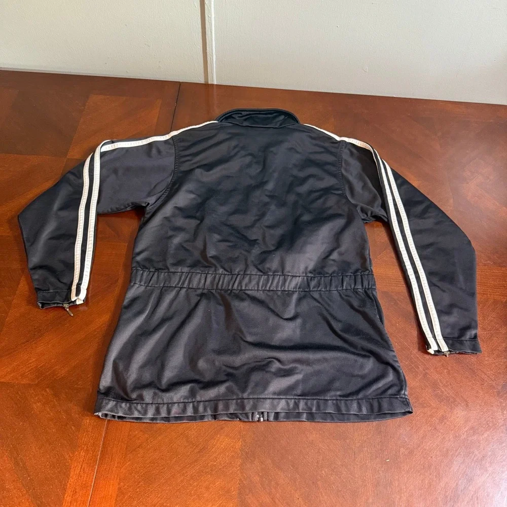 Adidas Track Jacket‎ Black White Stripes Zip Front Collared Size M